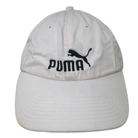 Puma Slideback Baseball Cap White One Size Adjustable Embroidered Vented Holes - Picture 1 of 9